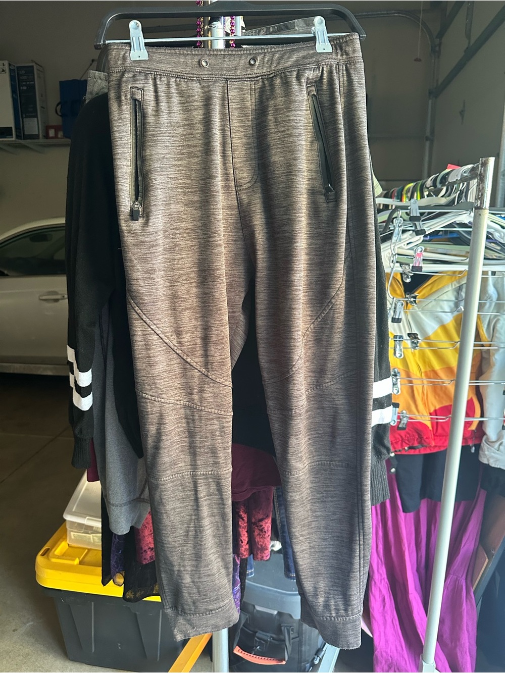 Women's Heather Gray Track Joggers with Zip Pockets